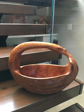 Hand Carved Narra Wood Basket