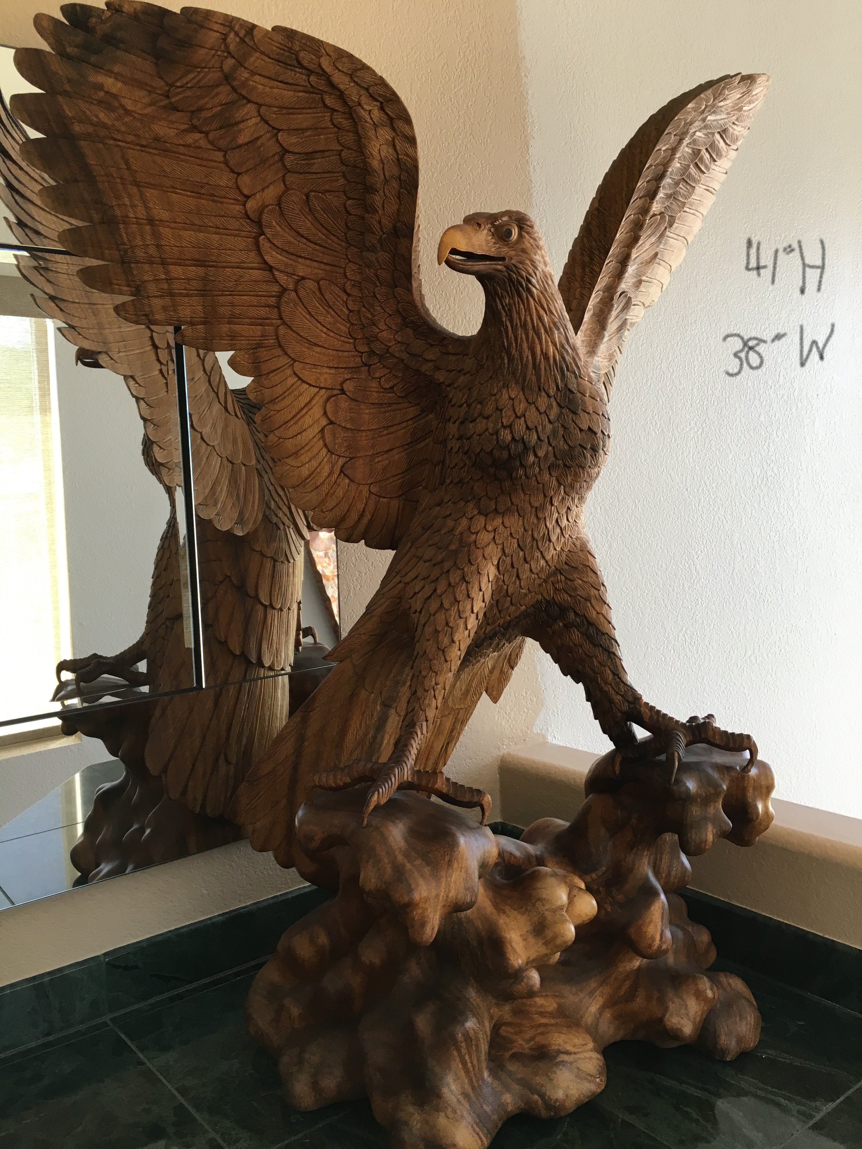 Hand Carved Eagle Spread Wings